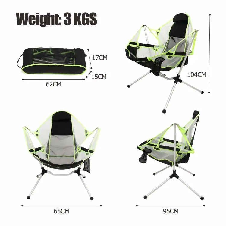 Luxury Aluminum Outdoor Beach Foldable Recliner Chair Camping Rocking Chair