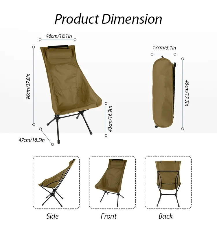 Hot Sell in Japan And Korea Market Alu 7075 Lightweight Highback Camping Beach Chair with Pillow