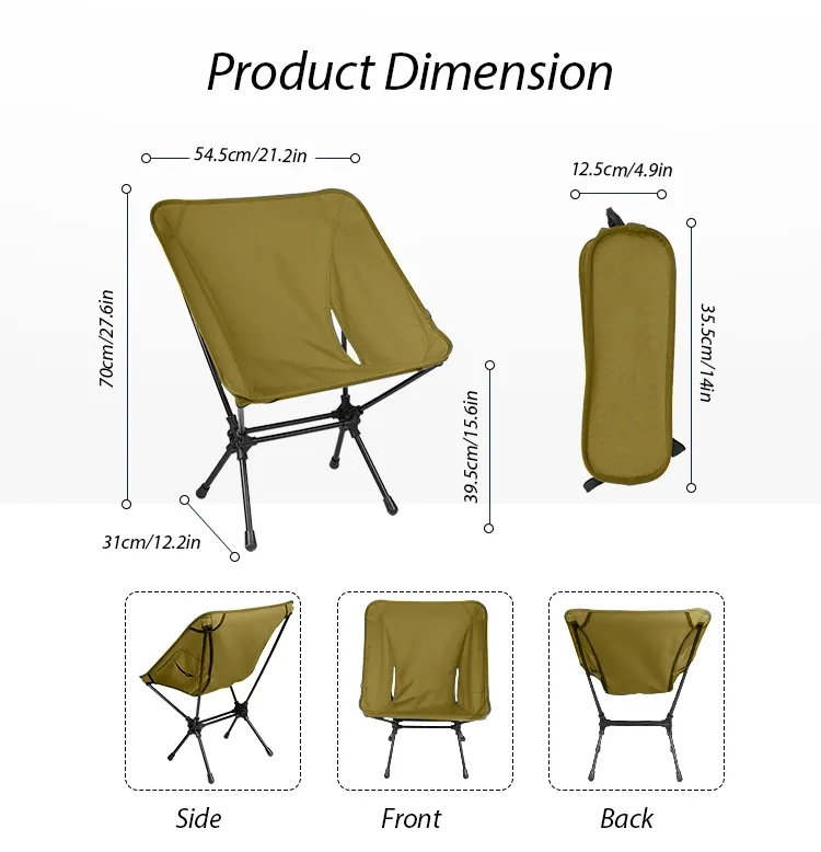 RTS Customized Simple Aluminum 7075 Fram Collapsible Folding Heavy Duty Rocking Moon Camping Chair