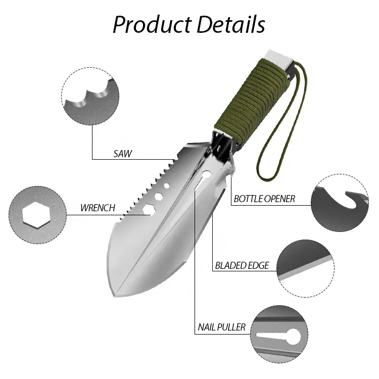 Outdoor Lightweight Stainless Steel Multi-Function Garden Tools Camping Shovel