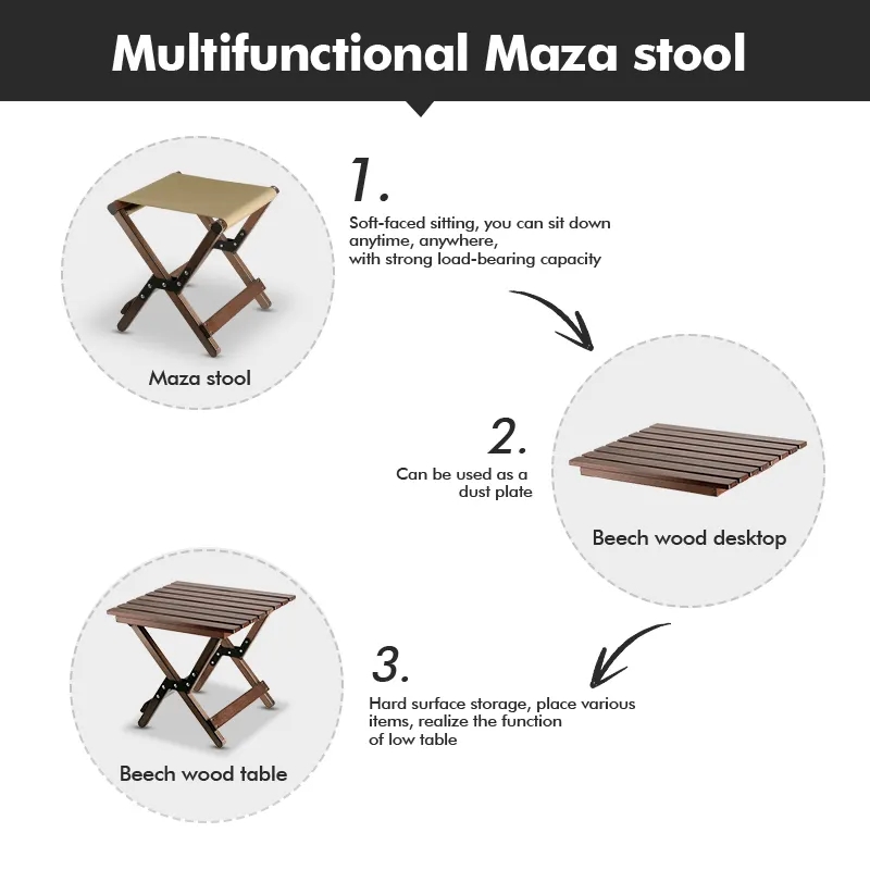 Outdoor Portable Folding Chair Foldable Wood Stool Wooden Fishing Stool Camping Chair